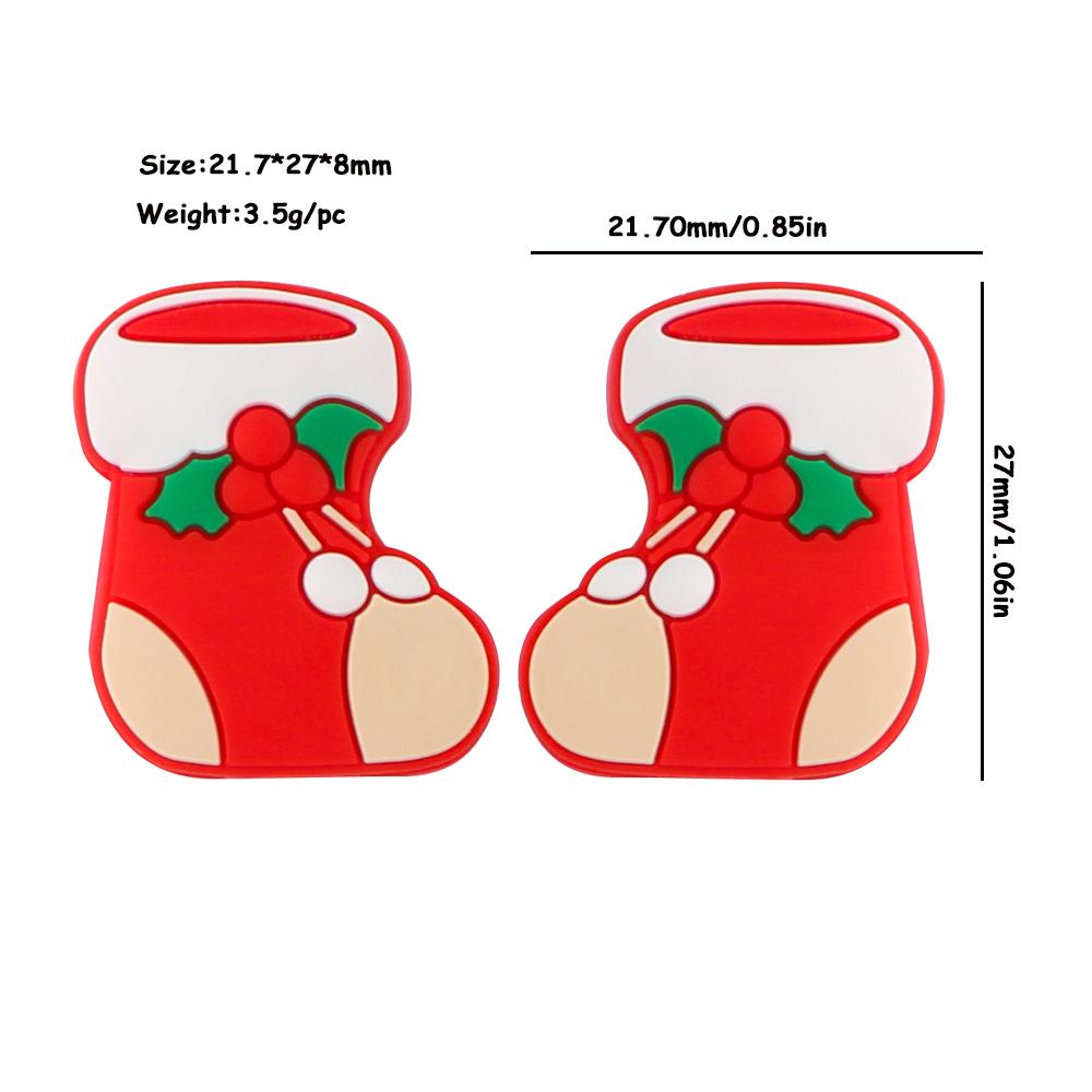 2/5pcs Christmas Series Silicone Beads Santa Reindeer Cookies Snowman DIY Pacifier Chain Jewelry Making Bulk DIY Crafts
