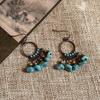 Round Irregular Stone Fringed Ear Hook Retro Ethnic Style Fashion Earrings Niche High-end Design Earrings Women