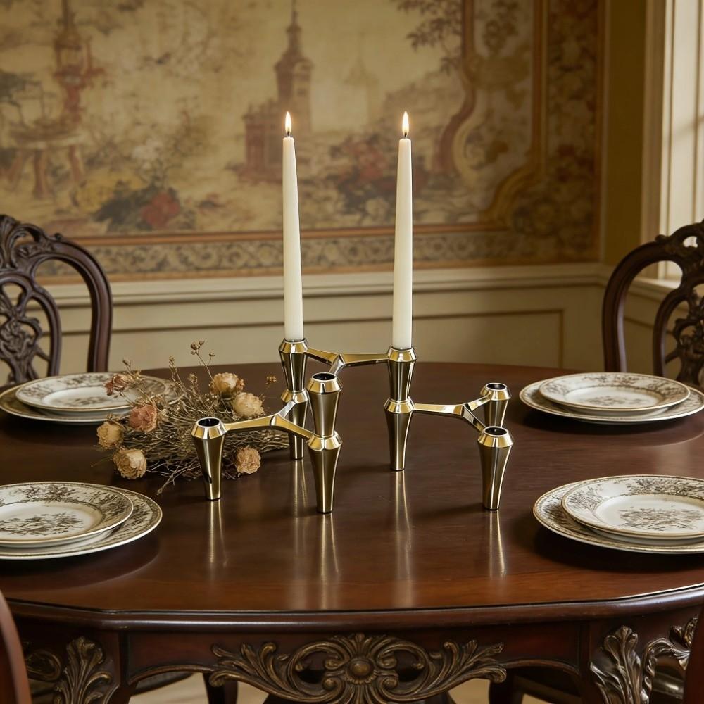 Light Luxury Minimalist Design Candle Holder Nordic Alloy Candle Stand Home Decore Candelabra Gift