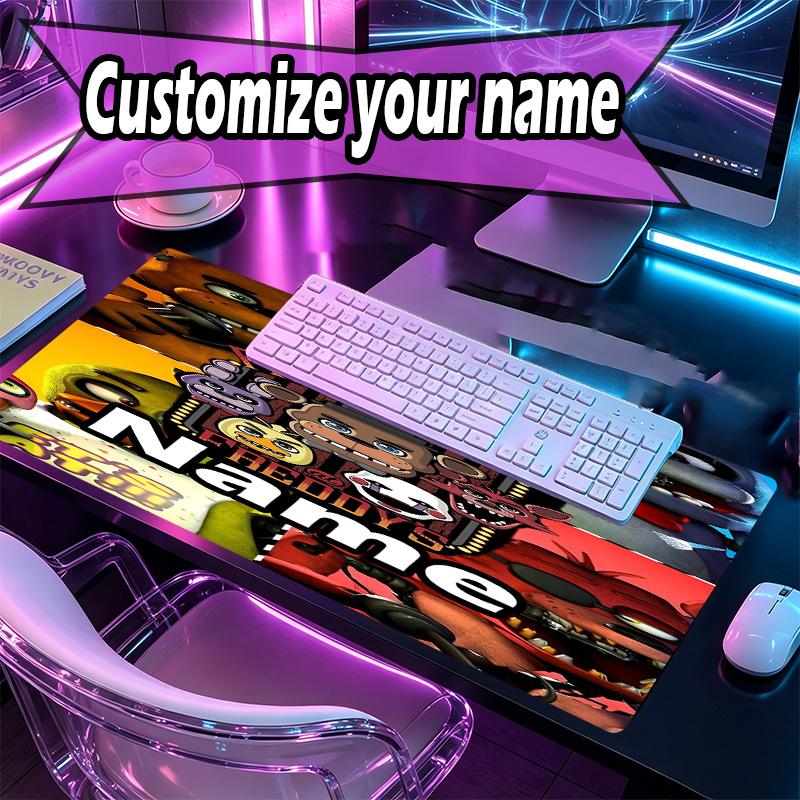Custom Name Personalized Five Nights At Freddy's Pattern Mousepad, Laptop PC Desk Mat, Decorative Desk Mat for Home Keyboard Pad Gift