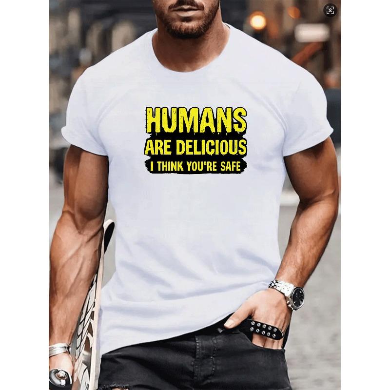 European sizes Funny Slogan Print, Men's Wear, Suitable for Daily and Home Wear, Versatile Everyday Top