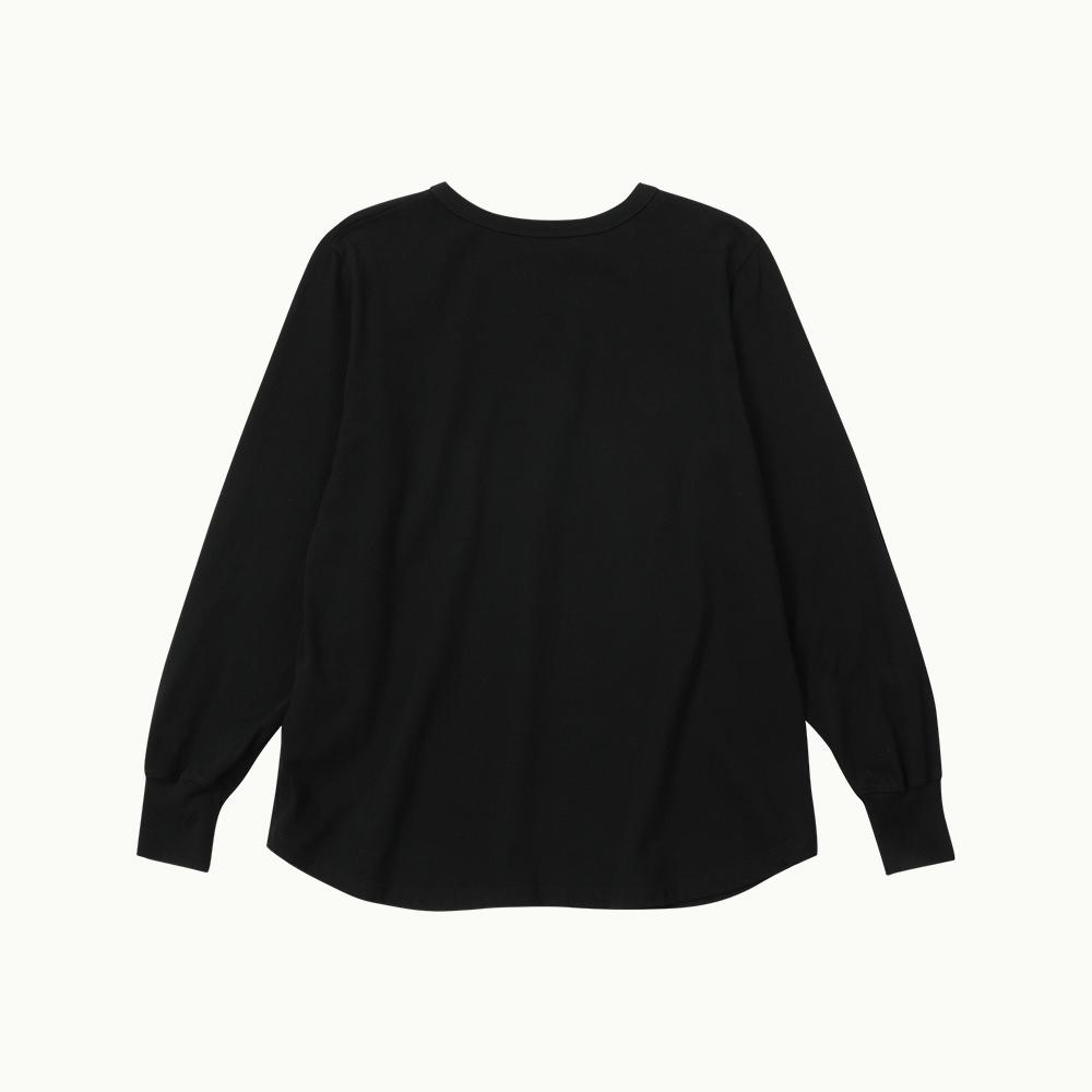CHIQUITA Ribbed Sleeve T-Shirt (Cotton) Black 241602Sbk