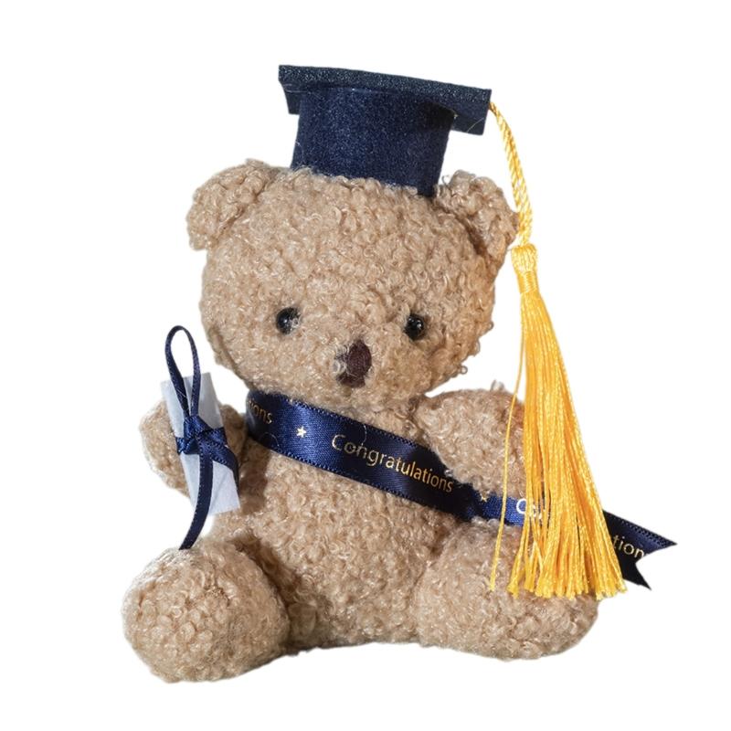 

Plush Toy Stuffed Bear Graduate Student Souvenir Graduation Gift Bachelors Hat Graduation Hat Gift for Schools темно-синього кольору