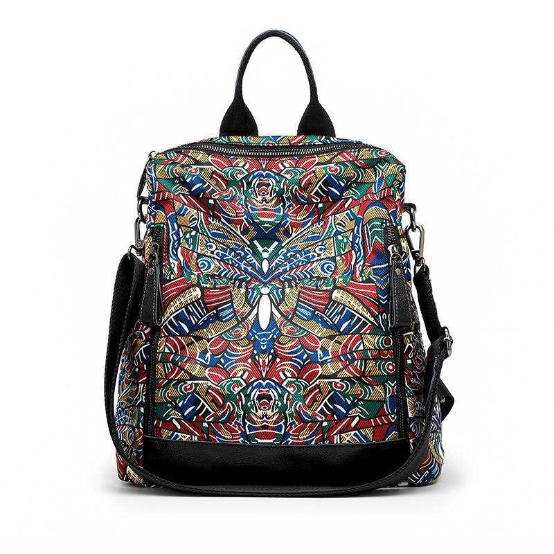 Backpack Women's Ethnic Style Printed Single Shoulder Crossbody Bag Simple and Lightweight Travel Backpack