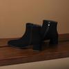 Krazing Pot 2026 cow suede nubuck Winter Square Toe Chunky Heels Chelsea Fashion Boots Women Zip Retro Women Ankle Boots