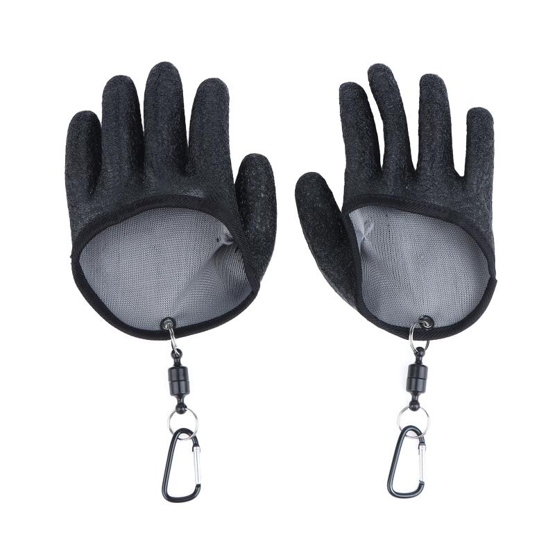 Fishing Gloves Waterproof Anti Slip Puncture Resistant Quick Wear with Carabiner for Ice Fishing Boating Outdoor Sports