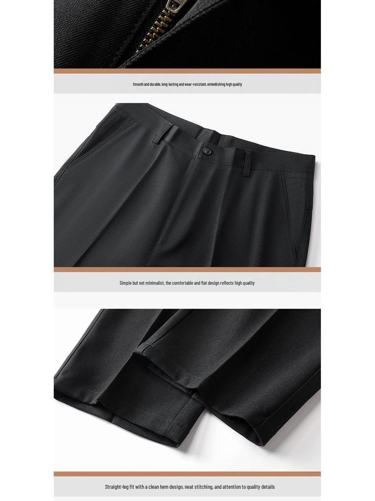 Men’s Business Casual High-Waist Straight-Leg Pants – Stretchy, Soft, Skin-Friendly, Loose Fit Dress Pants for Autumn