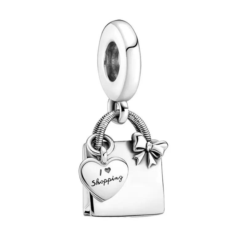 Letter Mom Pendant S925 Pure Silver Bird Heart Sun Moon Charm Snake Bone Chain Beads Accessories Women's Jewelry Gift