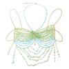 Acryl Trägerloses Crop Top mit Perlen-Körperkette Bandeau-Halskette für Partys Musikfestivals Und Urlaub