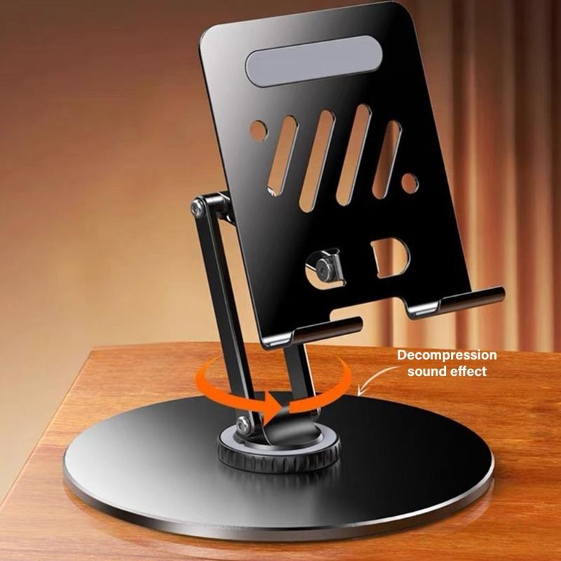 Aluminium Metall Tablet Ständer Halter mit 360 Grad drehbarer Basis Verstellbar Geeignet für Videokonferenzen Film schauen