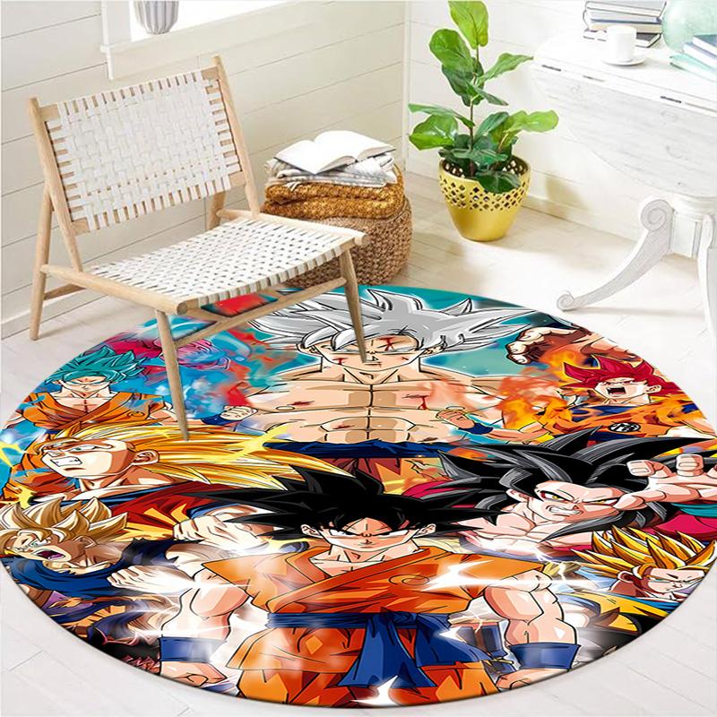 Dragon Ball Z Round Area Rug Carpet Rug For Living Room Bedroom Sofa Playroom Decor Nonslip Floor Mat