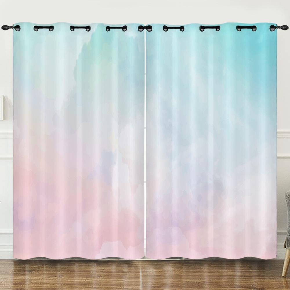 Curtain Color Highlight 3D Digital Printing Blackout Curtain Punching