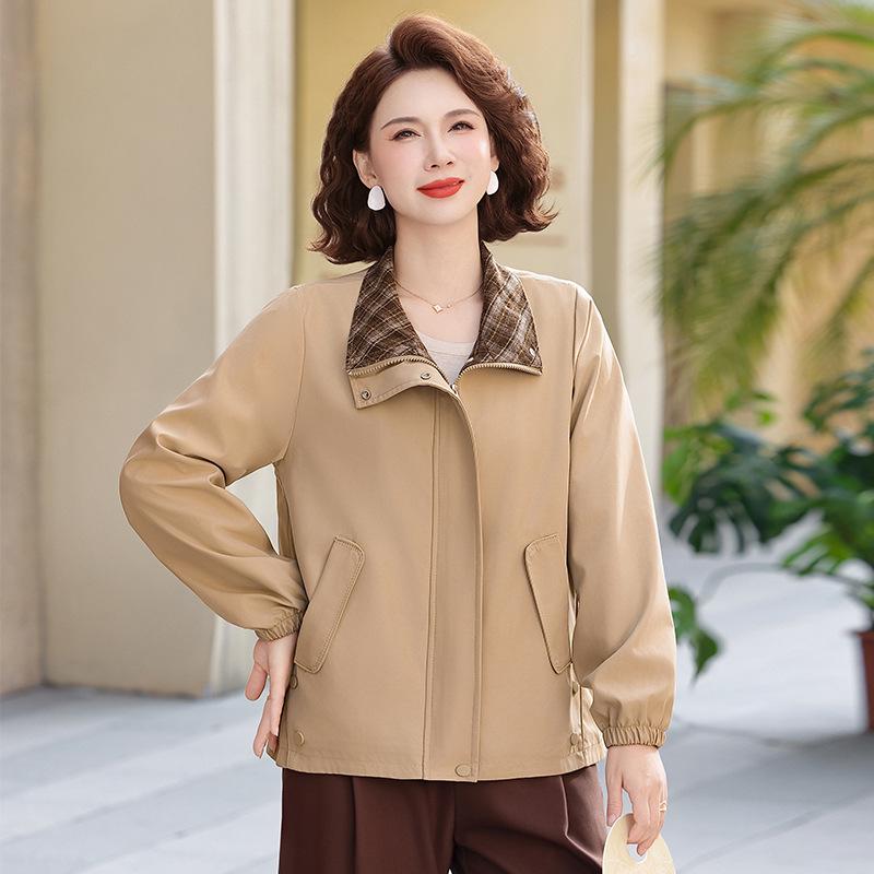 

Lapel Mama Spring Jacket for Women - Stylish Long Sleeve for Middle-Aged and Elderly 5XL (155-165 lbs)