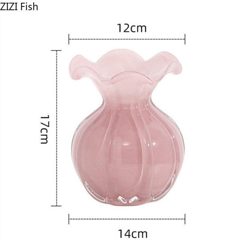 BRLight Luxus Rosa Glasvase Tisch Hydrokultur Vase Handwerk Wohnzimmer Dekoration Blumenarrangement Feiertagsgeschenk HeimdekorationEY