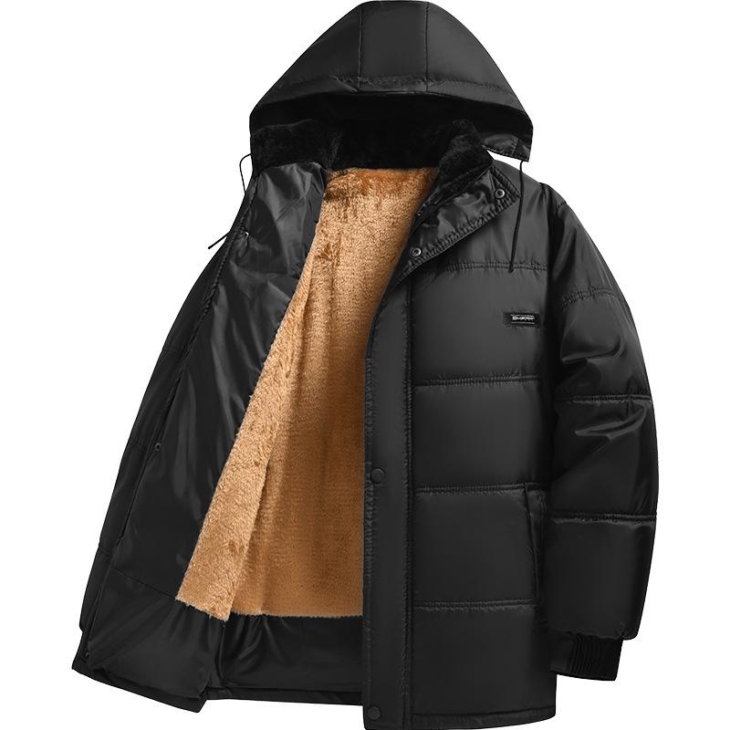 

Новая Повседневная Мода для Папы Среднего и Пожилого Возраста Теплая Ветрозащитная Хлопковая Куртка со Съемным Капюшоном 5XL