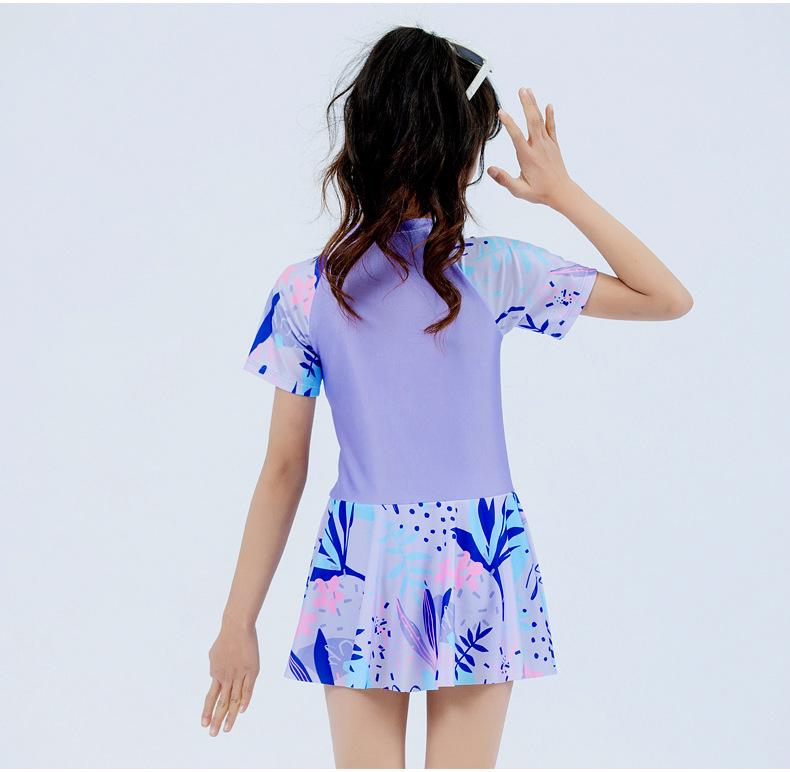 Women's One-Piece Swimsuit with Chest Pads and Swim Cap - Suitable for Students, Children, Hot Springs, and Beach Wear.