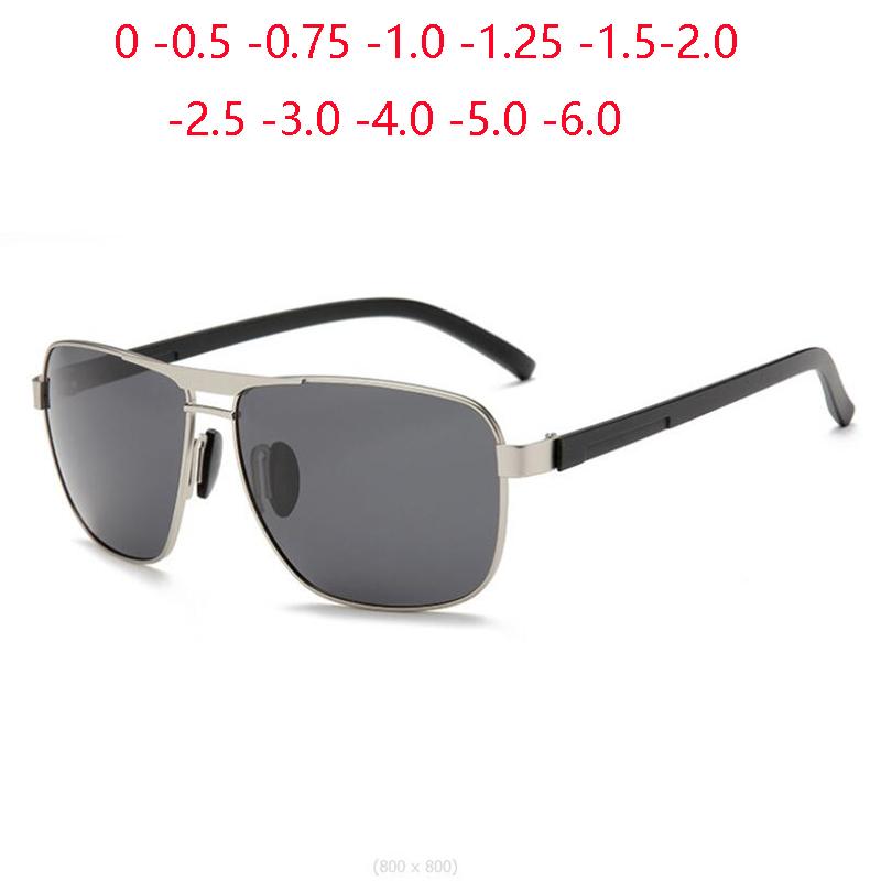 Square Nearsighted Sunglasses Men Polarized Sport Double Beam Myopia Lens Pilot Sunglasses Prescription 0 -0.5 -0.75 To -6.0