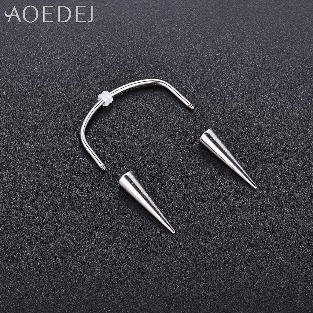 AOEDEJ 2 Stück/Los 16G Spike Edelstahl Lippenpiercing Lippenpiercing für Damen Herren Halloween Lippenpiercing Kegel 2 Farben Smiley Piercings Reißzahn 19/22MM