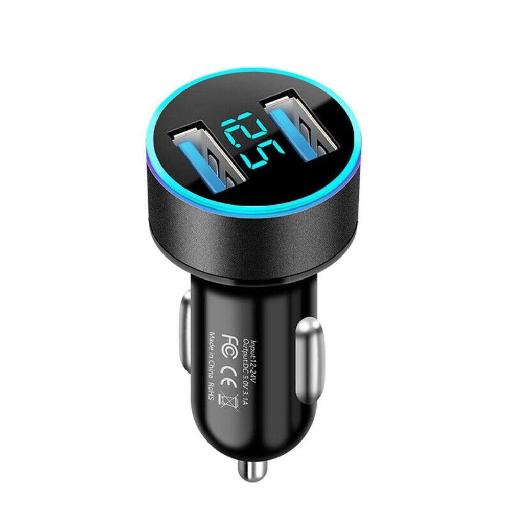 Phone LED Voltmeter Socket Cigarette Lighter For iPhone For Samsung 2-Port Adapter Car Charger