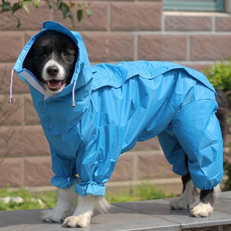 Outdoor Dog Raincoat Jumpsuit Waterproof Dog Suits Rain Cape For Medium Big Dogs Four Corner Hooded Jacket Poncho Pet Rain Coat