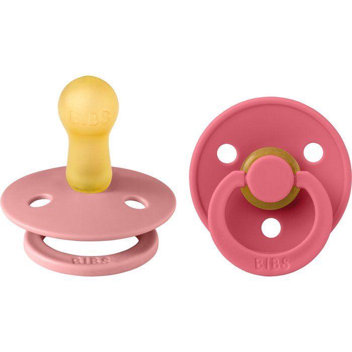 Sucette bébé - BIBS - Colour - Embout rond - Pack de 2 - Caoutchouc naturel - Taille 2 Dusty Pink Coral
