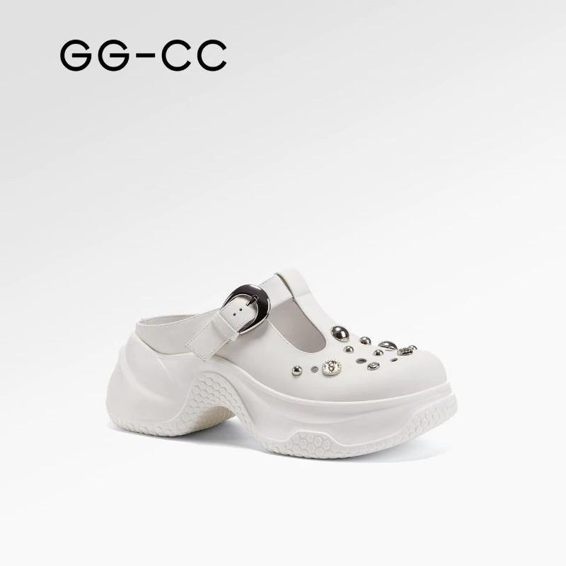 Summer new fashion platform leather hole shoes versatile outer wear casual beach slippers women's shoes