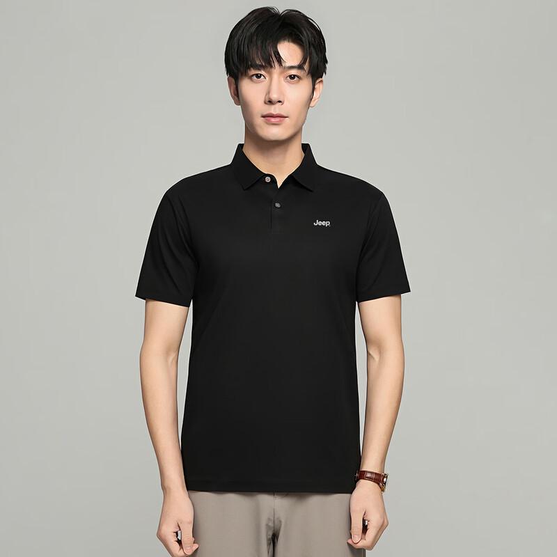 Jeep Men s Casual Breathable Short Sleeve Polo Shirt XL чёрный