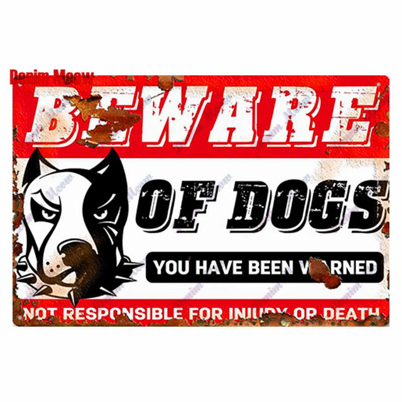 Vintage Beware of Dog, Metal Sign, Warning Danger, Protected Pit Bull Dog, No Bal, Wall Decor, Private Area Decoration, WY45