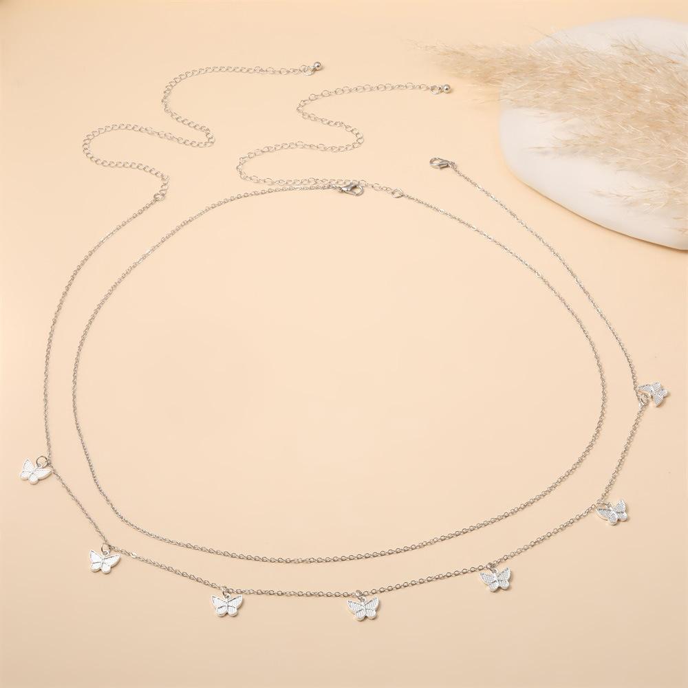 Tassels Butterfly Waist Chain for Women Sexy Charming Double Metal Belly Chain Summer Beach Body Chain Vacation Jewelry Gift