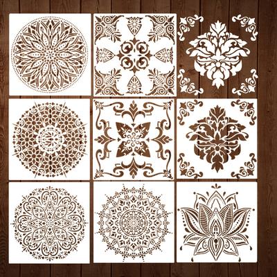 8 Blatt/Set, Groß, Mandala Malvorlage, Wand- und Bodendekoration, Waschbar, Wiederverwendbar, Heimdekorationszubehör