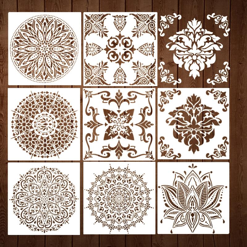 

8 листов/набор, Большой, Шаблон для рисования мандалы, Украшение для стен и пола, Моющийся, Многоразовый, Аксессуары для украшения дома