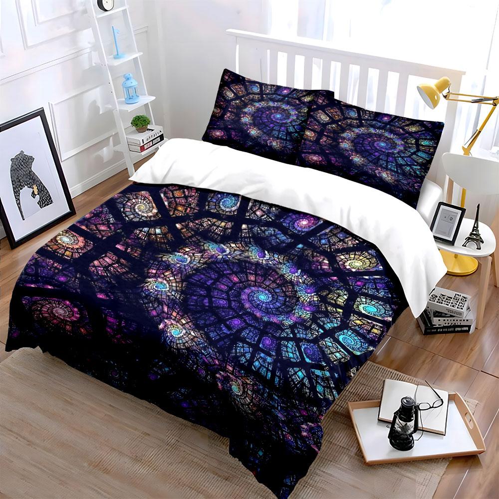Stained Glass Spiral Pattern. Bedding Sets Duvet Cover Sets Duvet Covers Pillowcases(1 * Duvet Cover 2 * Pillowcases Without Duvet Insert)