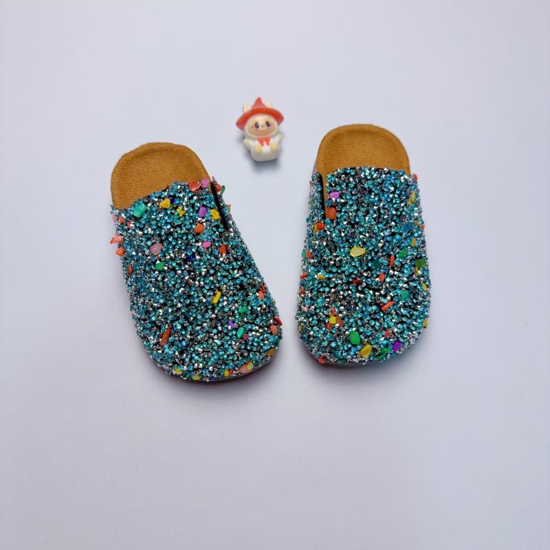 Baotou Rhinestone Thick Sole Non-slip Slip-on Children's Half Slippers for Autumn and Summer
