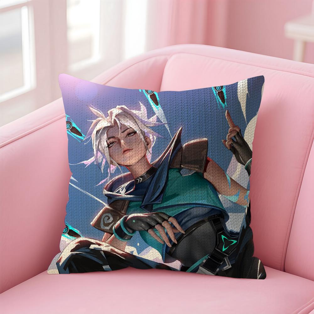 Games VVALORANTS Cushion Cover Natural Linen Pillow Case DoubleSided Print Decorative Sofa Pillowcase Home Decor Gift