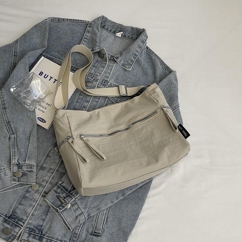 Dámská crossbody taška jednobarevná taška přes rameno sportovní studentská taška do třídy taška s více kapsami