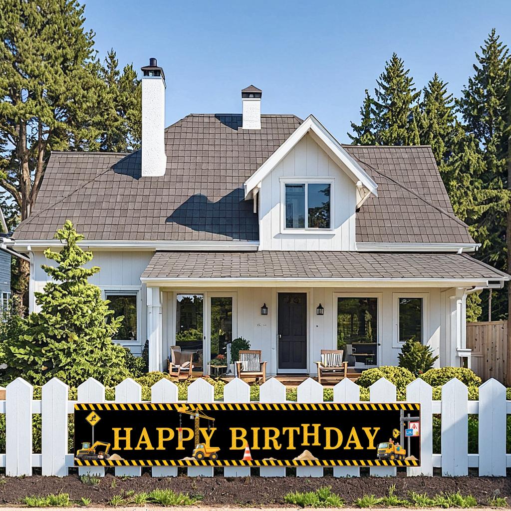 Easy to Hang  Construction Theme Banner  Kids Birthday Sign  Banner for Indoor Event Photo Backdrop Party