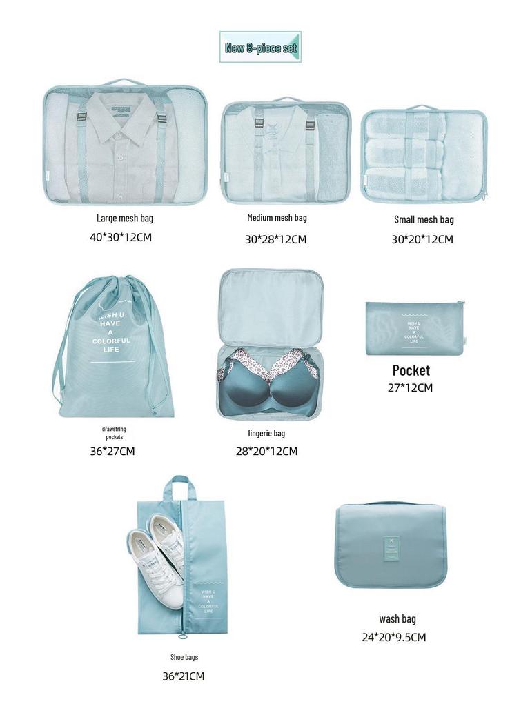 8-teiliges Reise-Organizer-Set: Tragbare Aufbewahrung für Kleidung, Schuhe und Unterwäsche