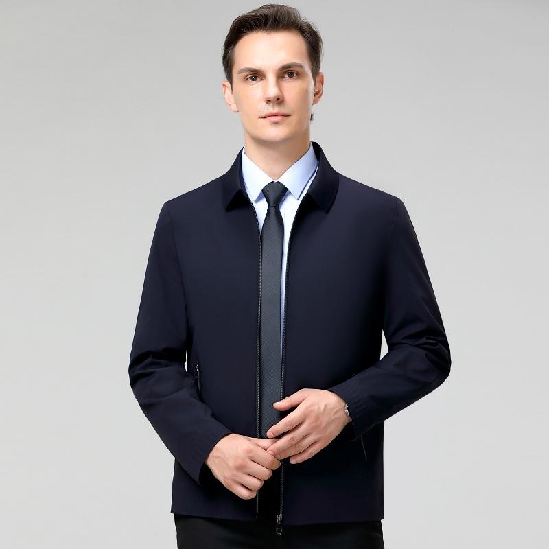 Autumn New Men's Stand-up Collar Milk Silk Jacket Men's Business Casual Jacket High-end Jacket Dad Wear