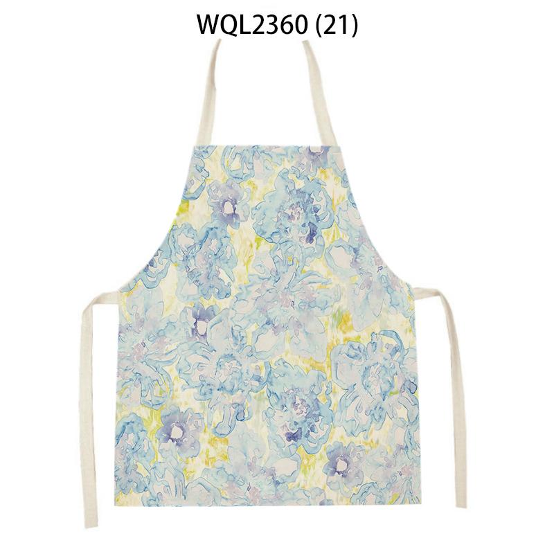 Flowers Pattern Kitchen Sleeveless Aprons Linen Bib Household Men Women Antifouling Clean Cooking Baking Waist Bib