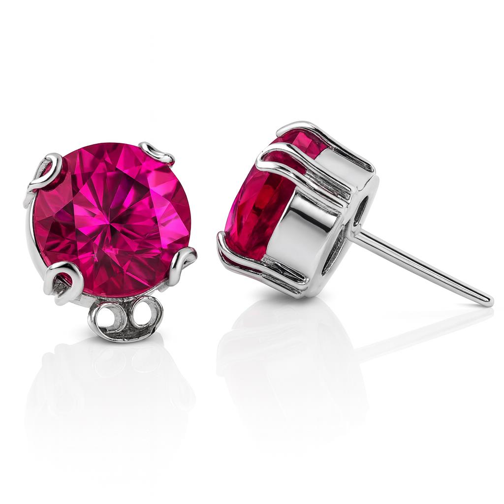 44.15 Ct Natural Pink Ruby Round CERTIFIED Beautiful Earring Pair Gift For Mom