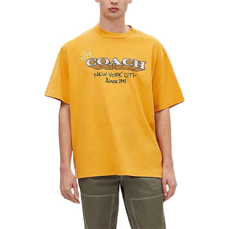 Coach Ss24 Logo Letter Print Round Neck Short Sleeve T-Shirt Women Tops Sunflower CU331-SNF