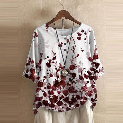 Women T-shirt Wisteria Print Fashion Short Sleeve Solid Color Women Clothes Leisure Summer Pullover Casual Street Hipster Tops