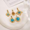 2Pcs DIY Stainless Steel Natural Stone Pendant for Necklace Earrings Pendant DIY Jewelry Making Accessories