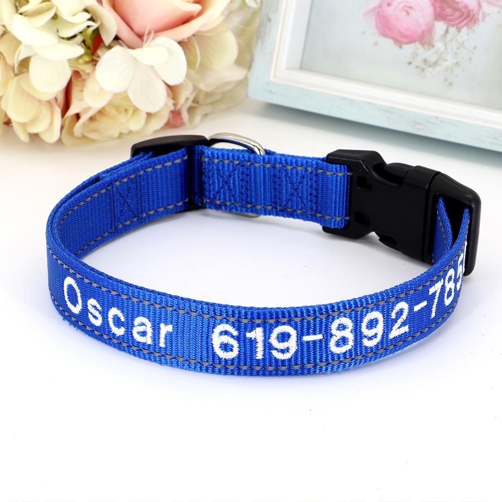 Reflective Nylon Dog Collar Personalized Embroidered ID Name Accessories Dog Collar Engraved Pet Puppy Nameplate Collars Perro