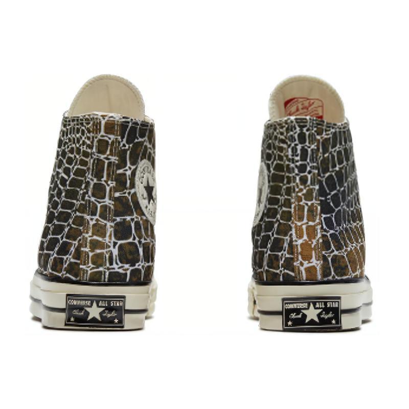 Converse Animal Print Chuck 1970s Crocodile Casual Comfort High Top Canvas Shoes Unisex Brown & Black