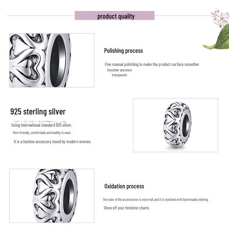 Silver Ziyun Heart-Shaped Lace Silicone Spacer Beads SCC1949