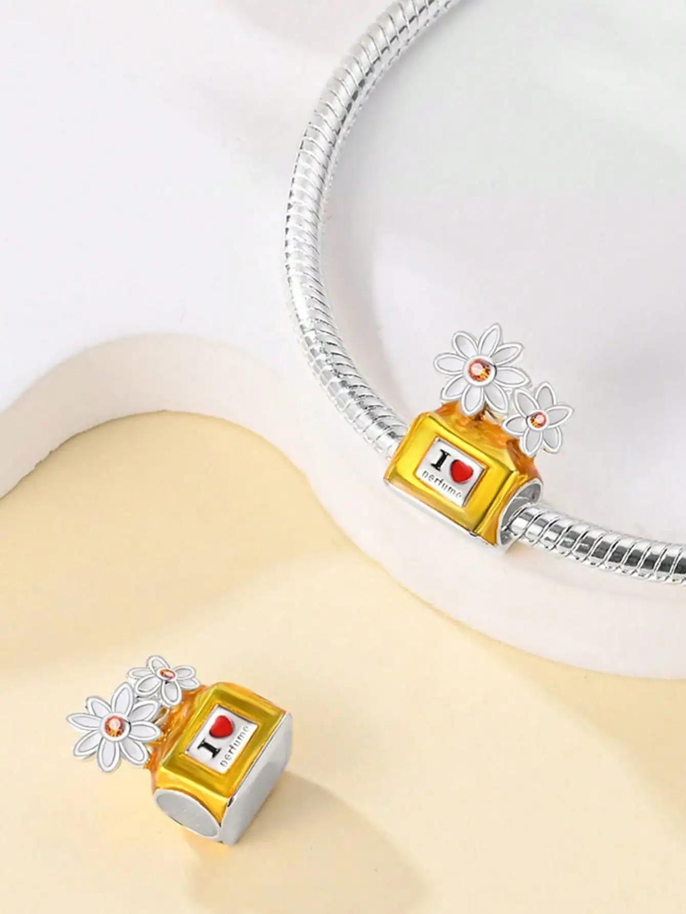 

Copper Metal Plated Authentic Original Charm Bead Components SPink Perfume Bottle Bead Components Compatible With Bracelet High Quality Fine Jewelry
