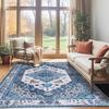 Gnizama Vintage Blue Grey Floral Living Room/Bedroom Rug, Washable Vintage Floral Living Room Rug, Large Area Rug for Bedroom.