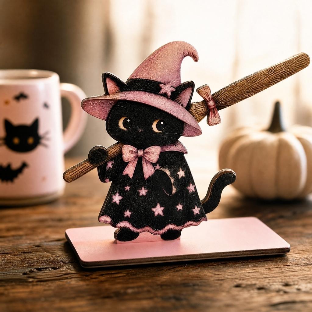Wooden Toilet Holder with Halloween Cute Pet Design for Bathroom Decoration