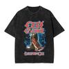 Oversized Acid-Wash Vintage Short-Sleeve T-Shirt Featuring Ozzy Osbourne Blizzard of Ozz Retro Rock Graphic Print